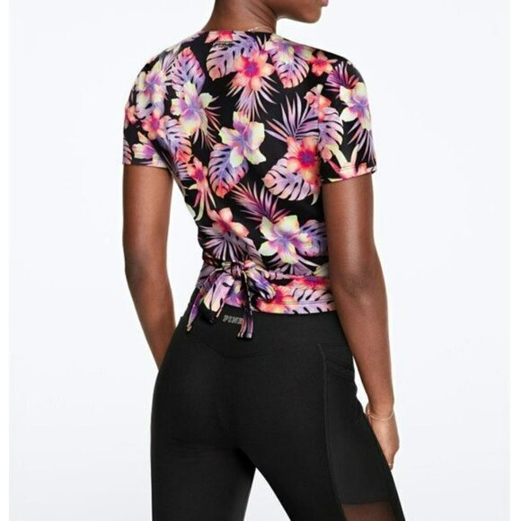 NWT PINK Victoria's Secret Floral Print Ultimate Wrap Top - Picture 2 of 6